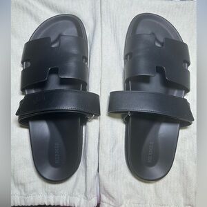 AUTHENTIC Hermès Black Men's Chypre Sandal 44